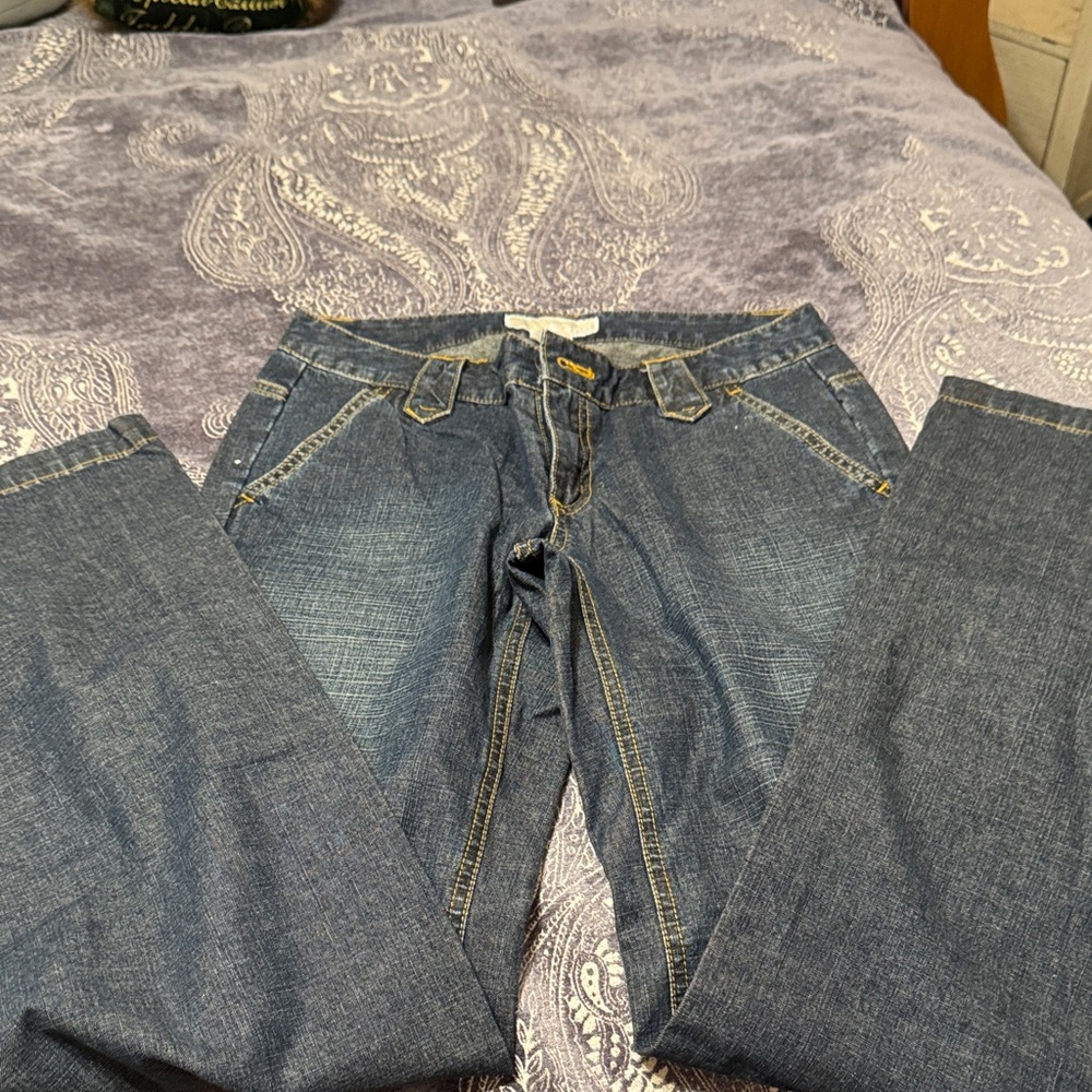 MICHAEL Michael Kors Dark Blue Jeans with Yellow Stitching sz2